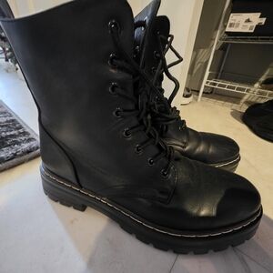 Black Lace-Up Combat Boots